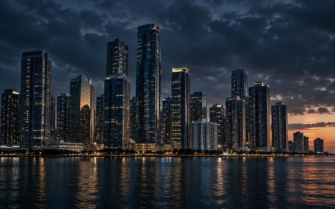 Vista urbana de Miami, Estados Unidos